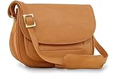 VISCONTI - Leder - Damenhandtaschen/Satteltasche/Handtasche/Umhängetaschen - mit Überschlag - ATLANTIC - (2195) - Sandfarbenes