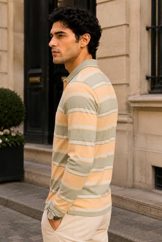 Image of SANE ORIGINALS Men's Full Sleeve Polo T-Shirt with Pocket, Premium Cotton Blend Collar Neck Tee
