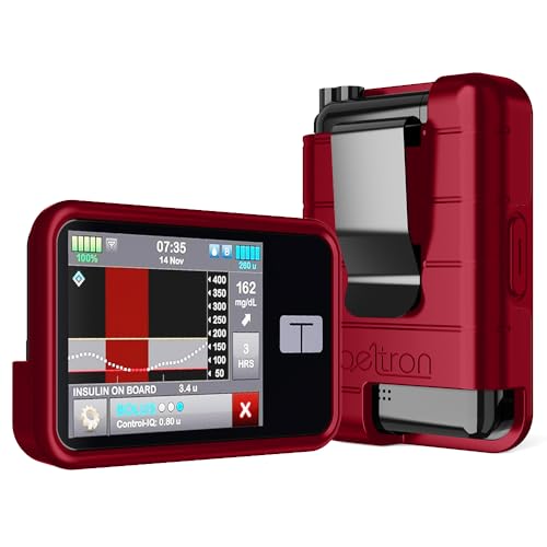 BELTRON Protective Case for Tandem t:Slim X2 Pump with Built-in Metal Belt Clip (Strong & Durable Case for Tandem Diabetes Care TSlim X2 Insulin Pump) - Red