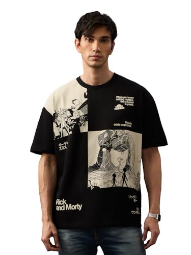 T-shirt Rick and Morty noir et off-white au style graphique unique