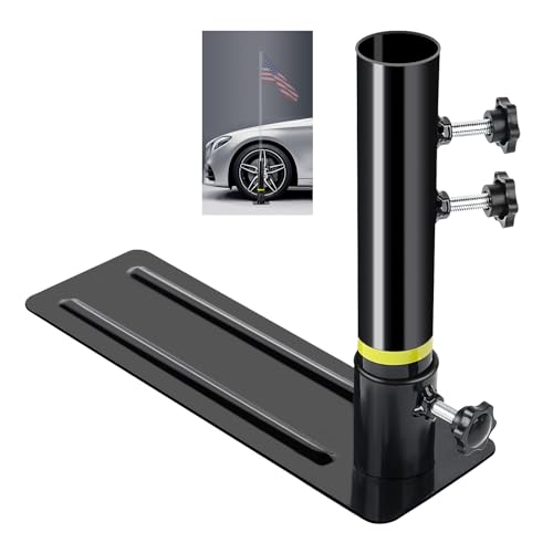 Flagpole Tire Mount, Portable Metal Flag Pole Wheel Stand Tailgate Tire Mount Flagpole Holder Universal for Stand Fits 1.77'' Flag Pole Ideal for Cars RVs Truck Camping Tailgating and Outdoor Events