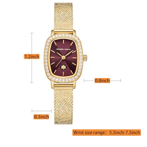 Image of GOLDEN MAPLE Watches for Women, Dainty Gold Watch with Small Stainless Steel Case, Quartz Movement and Water Resistant, Adjustable Mesh Band