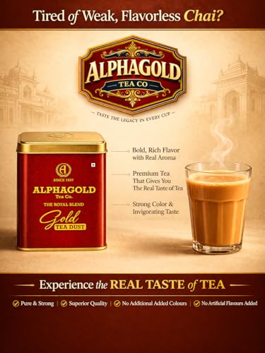 Image of AlphaGold Tea Co. Tea Dust 220g (Pack of 1) | The Royal Blend | Natural Tea Dust | Strong & Rich Chai Taste | No Added Colours or Artificial Flavours