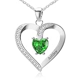 Easycosy Collier Personnalisé Prénom avec Pierres de Naissance Collier Gravé 1-4 Nom Co...