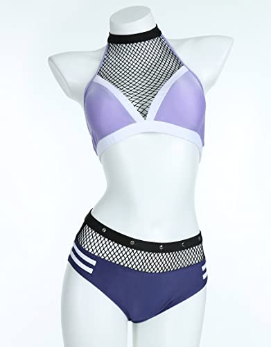 haikyuu Women Anime Derivative Bikini Set with Cover Up Jacket Halter Mesh Top and Shorts Two Piece Bathing Suit4