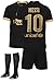 AMD SPORTS Barca Camiseta para niños Messi Viene con Pantalones Cortos y Calcetines, edición visitante Tallas para niños (3-14 años)…… (Messi Away, 128)