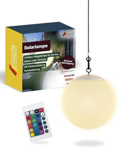 SCHWAIGER Solarlampe hängend Solarleuchte für außen RGB Gartenlampe IP44...