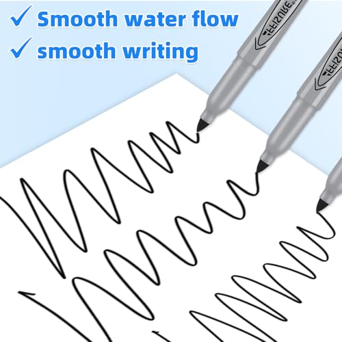 Affisure Permanent markers, 12 packs permanent markers bulk, quick drying in one second, smooth, not easy to erase, durable, can be marked on glass, tiles and cloth, office supplies,Gray shell - Image 5