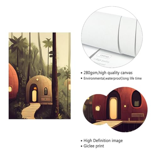 Maison dans les arbres dans la jungle impression en toile - 5