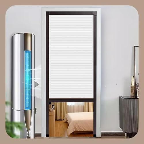 Customizable Accordion Folding Door, Up-Down Sliding Design, Black Aluminum Frame with Cellular Fabric Screen, Perfect for Kitchen & Basement, Size 32x80in (81x203cm)