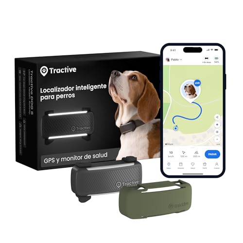 Tractive   GPS para Perros Inteligente | 2025 Edición | Localización GPS en Tiempo Real | Alertas Antifuga y Avisos de Salud | Monitor de Constantes Vitales | N.º 1 del Mercado (Bundle (Negro))