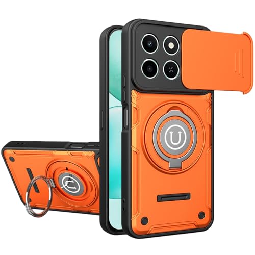 �X�}�z�P�[�X �Ή��@�� for Honor 400 Smart / X7D�y�}�O�l�b�g���ԍڃ}�E���g �����h�~ 2-in-1 PC+TPU 2�E�F�C�u���P�b�g�X�^���h �J���������Y�ی�zOrange