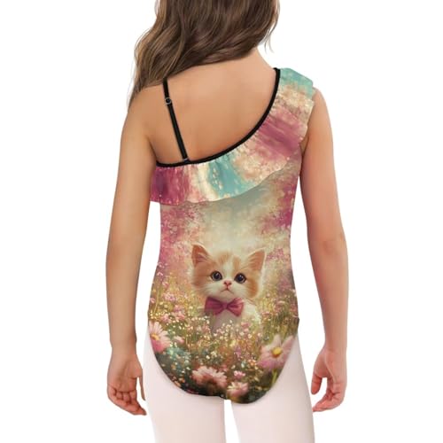 Kids Swimsuits for Girls 3-14 One Piece Bathing Suit Summer Ruffle One Shoulder Swimwear for Beach Pool Water Park3