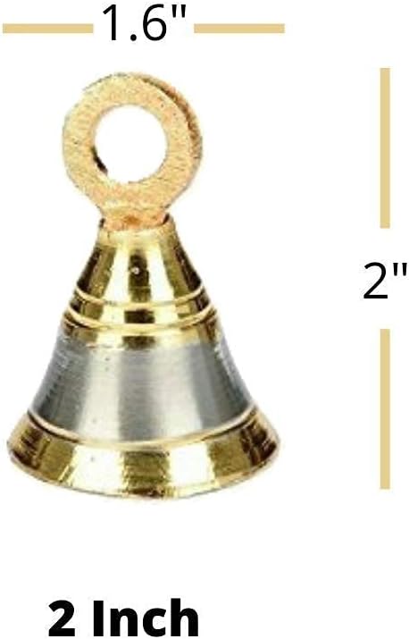 Decorative Bells for Home Decor Metal Brass Bell Gold Colour Tree Hanging Ornaments Garlands Decoration Size 2 inch (20)