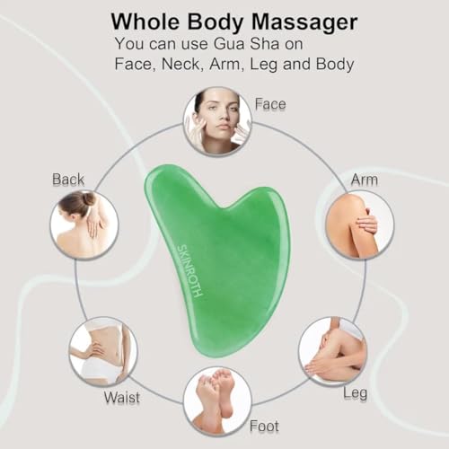 Image of Gua Sha | Facial Massager for Glowing Skin & Anti-Aging | Comes with Damage Protection & Dry-Cold Technology Box | Both-Side Smooth Edge for Puffiness Relief & Sculpting (Green)