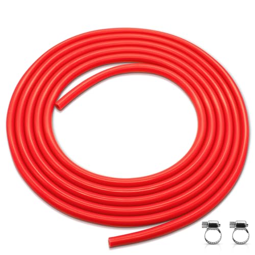 Piuluvor® Durite Silicone 3 m Durite Depression ID 4mm, OD 8mm Durite de Dépression Tuyau à Vide en Silicone Haute Performance Auto Tube à Vide (Rouge)