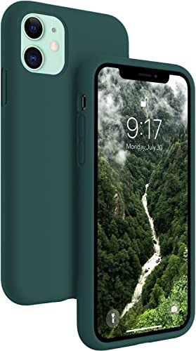 VONZEE® Microfiber Candy Case Compatible for iPhone 11 6.1 inch, Shockproof Slim Back Cover Liquid Silicone Case (Forest Green)