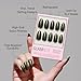 Glamnetic Press-On Nails Bundle - Cutie Pine & Fall Mauve | Medium Almond Fake Nails in Deep Evergreen with a Pearl Chrome Finish | Muted Blush Mauve Short Oval False Nails | Durable, Salon-Quality Na