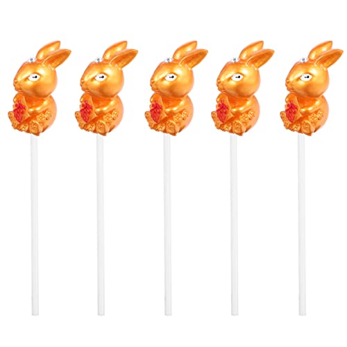 Beavorty 5Pcs Chinese New Year 2023 Year Of Rabbit Figurine Cupcake Topper Dessert Fruit Picks Cake Decoration For Easter Party Wedding Chinese Decor #TOP20