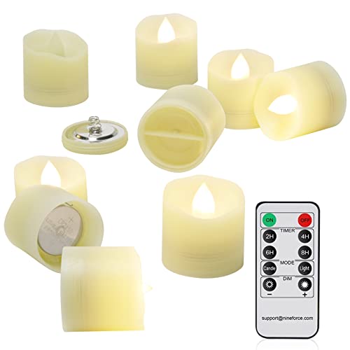 Image of LED Tea Lights Candles with Remote Flameless Candle with Timer Battery Tealights, Unscented Realistic Tealight Warm White Fake Candles, Battery Operated Candle 200 Hours - 9 set x 1.3 inch