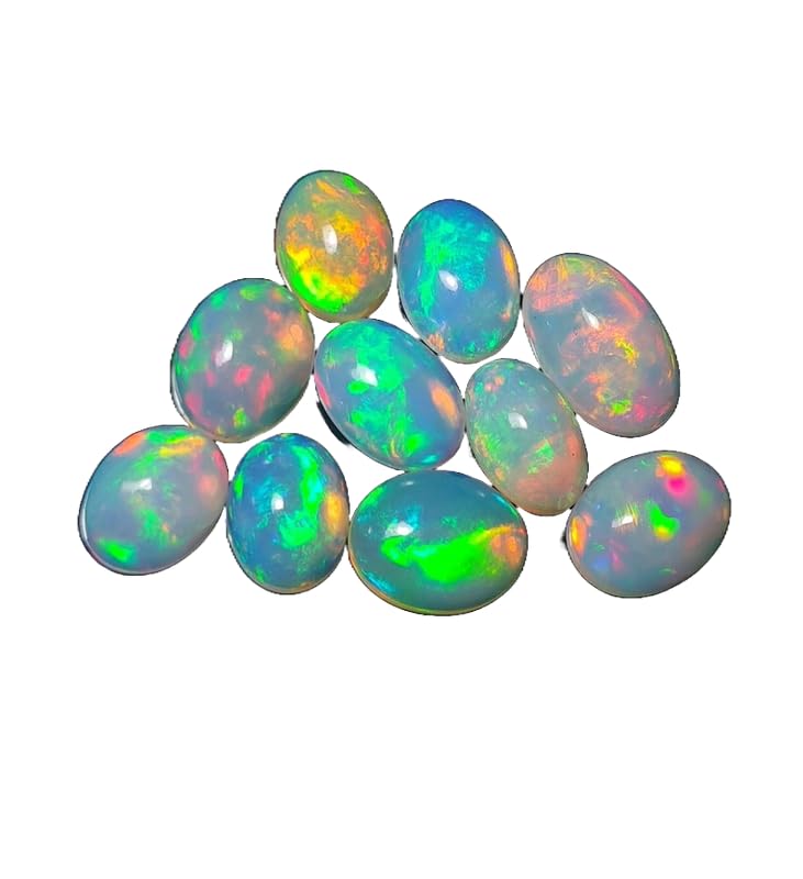 Image of LKBEADS 8x10mm Ethiopian Opal,1000Pcs Cabochon AAA Quality Ethiopian Opal,1000Pcs OVAL Cabochon Ethiopian Opal Cabochon Natural welo opal multi fire opal loose Gemstone For Jewelry Making