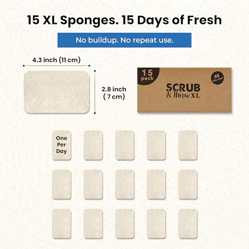 Image of Scrub & Throw XL Loofah Scrub Sponge, Natural, Plastic-Free, Non-Scratch, for Kitchen, Dishes, Pots and Cleaning, Plant-Based, Plastic-Free, Eco-Friendly, Biodegradable, 15 Pack