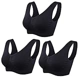 SIMIYA Soutien Gorge sans Armature Brassière Femme Brassiere Sport Grande Taille Confortable Bustier,3 Pack Noir,4XL