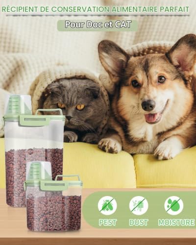 jutyum 2 Pièces Conteneur Croquettes Chien 1.7L+3L, Boite Rangement Cuisine, Boite a Croquette pour Chien, Rangement Hermétique, Distributeur de Lessive, Rangement Hermétique, Boite Cereales – vue 6