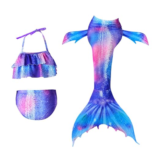 DULSPUE fato de banho para menina, fatos de banho de menina, fato de banho de sereia de 3 peças fato de banho para crianças fato de banho de SPA, tamanho: 12 tamanho (150 cm), Violeta