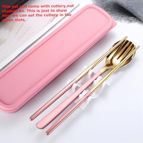 Image of BonZeaL Stainless Steel Pink Gold Cutlery Set for Dinning Table 3 Pieces Silverware Set Premium Flatware Set with Gift Box Dinnerware Tableware Set Portable Travel Cutlery Set Gift ForTravellers