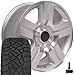 OE Wheels CV84 22 Inch Rims and Tires Fit Tahoe Style 6x139.7 22x9 Gloss Silver Machined - Hollander 5291 - TerraMax RT 285/45-22 (Set of 4)