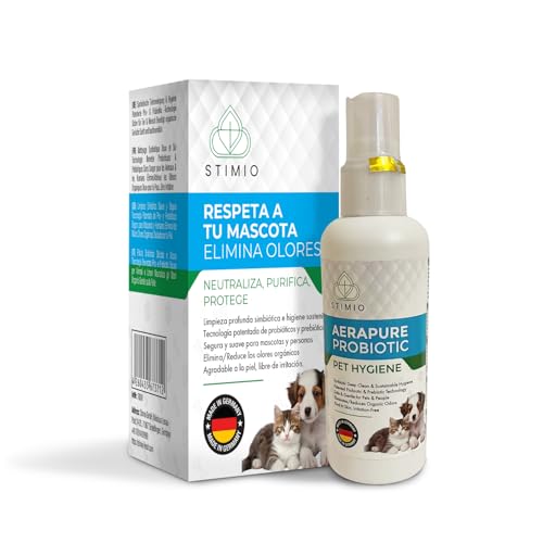 Stimio Quitamanchas & Desodorante Probiótico – Potente Limpiador Enzimático para Hogares con Perros & Gatos. Microorganismos Activos Eliminan Orina, Marcas, Excrementos & Olores de Forma Duradera.