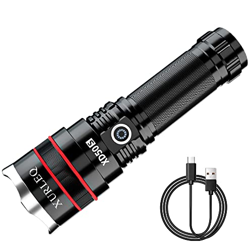 Xurleq Rechargeable Led Flashlights High Lumens, 100000 Lumens Bright Tactical Flashlights, 4 Modes, Zoomable, Waterproof Handheld Flashlights For Hiking, Camping, Hunting #TOP4