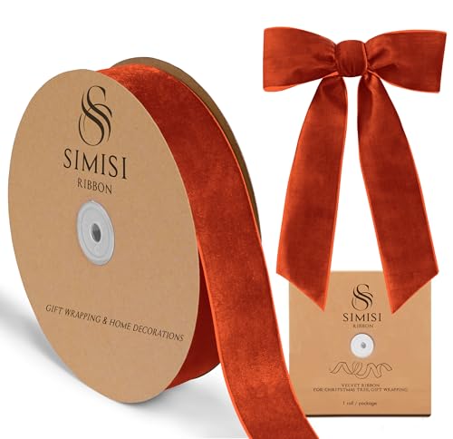 Burnt Orange Velvet Ribbon 1.5'' 25 Yards for...
