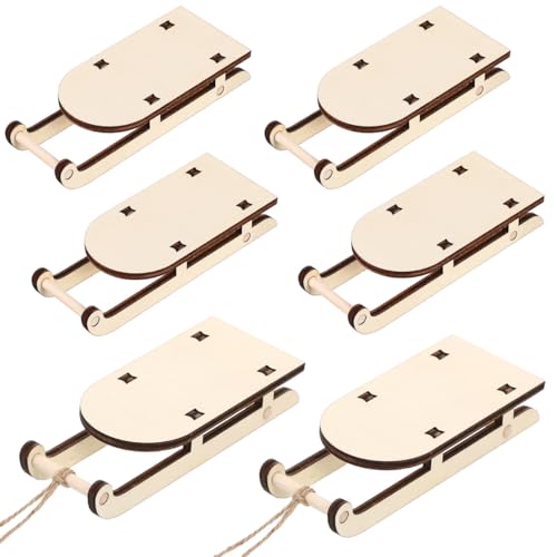 HOMSFOU 12 Stück Schlitten Bürodekoration Miniaturdekoration Holztisch Schlittendekoration Miniaturbäume Zum Basteln Miniaturschlitten Weihnachtsschlitten Holzschlitten