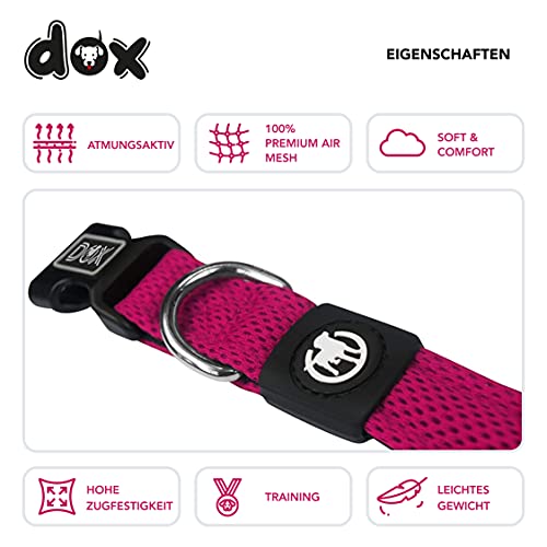 DDOXX Airmesh Hundehalsband - Stabiles und Verstellbares Welpenhalsband für alle Größen - M (Pink)