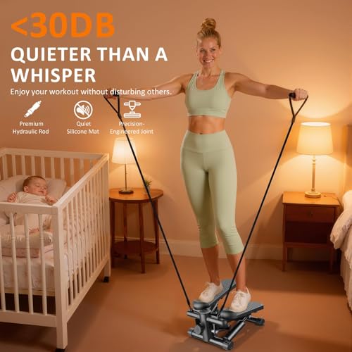 Aidoly Stair Stepper with Resistance Bands for Home Exercise, Mini Stepper Machine for Indoor Fitness, Portable Home Gym Stepper for Full Body Workout, 300LBS Capacity,Black - image 4