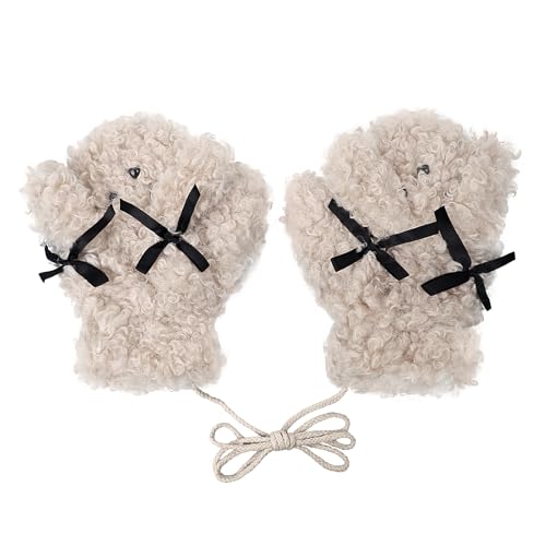 OhMill Plüsche Handschuhe Kuschelige Hundemütze Teddyfell Fäustlinge Outdoor Fausthandschuh Skihandschuhe Winterhandschuhe Fäustel Handwärmer Gloves Warme Requisiten Für Fahrrad Wandern Skating
