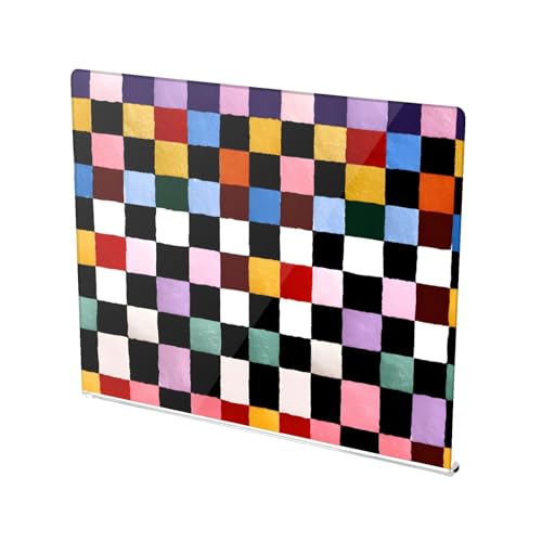 Tabla de cortar de plástico YMGQYJ con diseño de cuadros de colores y borde para encimera, tamaño grande 41.9x34 cm
