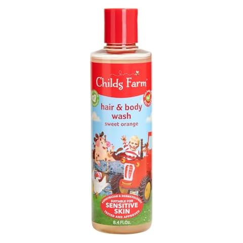 Childs Farm, Kids Hair & Body Wash for Dry, Sensitive Skin, Organic Sweet Orange, Gently Cleanses, Vegan, Cruelty-Free, 8.4 Fl Oz Cover