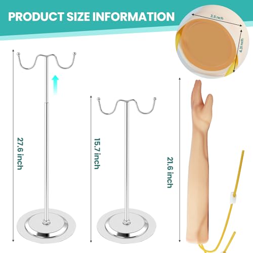 Phlebotomy Practice Kit, Intravenous Practice Arm Kit with Infusion Stand, Made of PVC Latex Material,IV Practice Arm Kit for Medical Students, Education, Venipuncture Practice