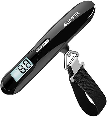Digitale Kofferwaage,4UMOR Gepäckwaage Handwaage Hängewaage mit hintergrundbeleuchtetem Display für Reise/im Freien/Hausgebrauch, 110 lbs / 50 kg Kapazität,Schwarz