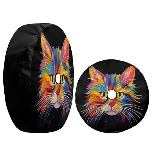 Image of Delerain Spare Tire Cover with Backup Camera Hole Cute Cat Pop Art Wheel Covers Waterproof Dust-Proof UV Sun Universal Fit for Jeep Trailer RV SUV Truck (17 Inch for Diameter 31 inch-33 inch)