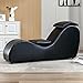 MUZZ Curved Chaise Lounge Chair with Adjustable Cushions, Modern Faux Leather Yoga Chair for Adults Yoga Stretching, Relaxation, Yoga Chaise Lounge for Living Room, Bedroom (Leather/Black)