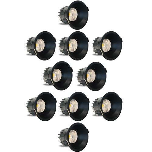 Image of D'Mak 12W Black Body LED Deep COB Light | Recessed LED Ceiling Light for Indoor Lighting (Natural White, Pack of 10)