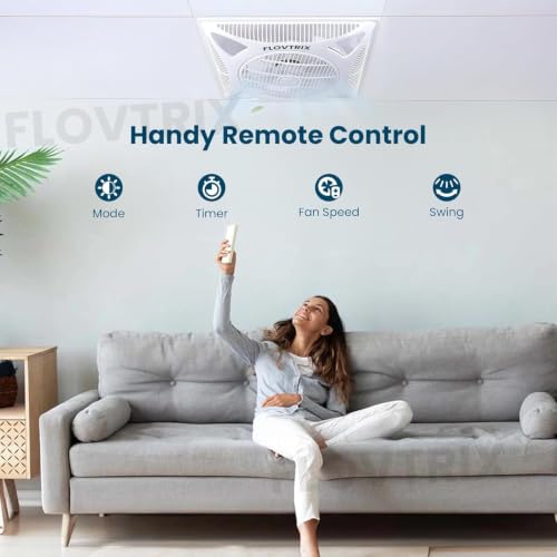 Image of Ceiling Fan Dual Balls Bearing AC Ceiling Mounted Fan With Pure Copper Motor,360 Air Flow Ceiling Fan With Remote Control For Home And Commercial Use 600 x 600 mm - White (ST-01)