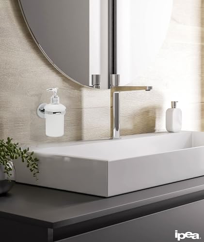 IPEA Seifenspender Selbstklebender Wandmontierter Spenderhalter – Keine Bohrung Erforderlich – Modernes Design – Eleganter Wandhalter für Flüssigseife zum Ankleben im Bad, in der Dusche, im Haus