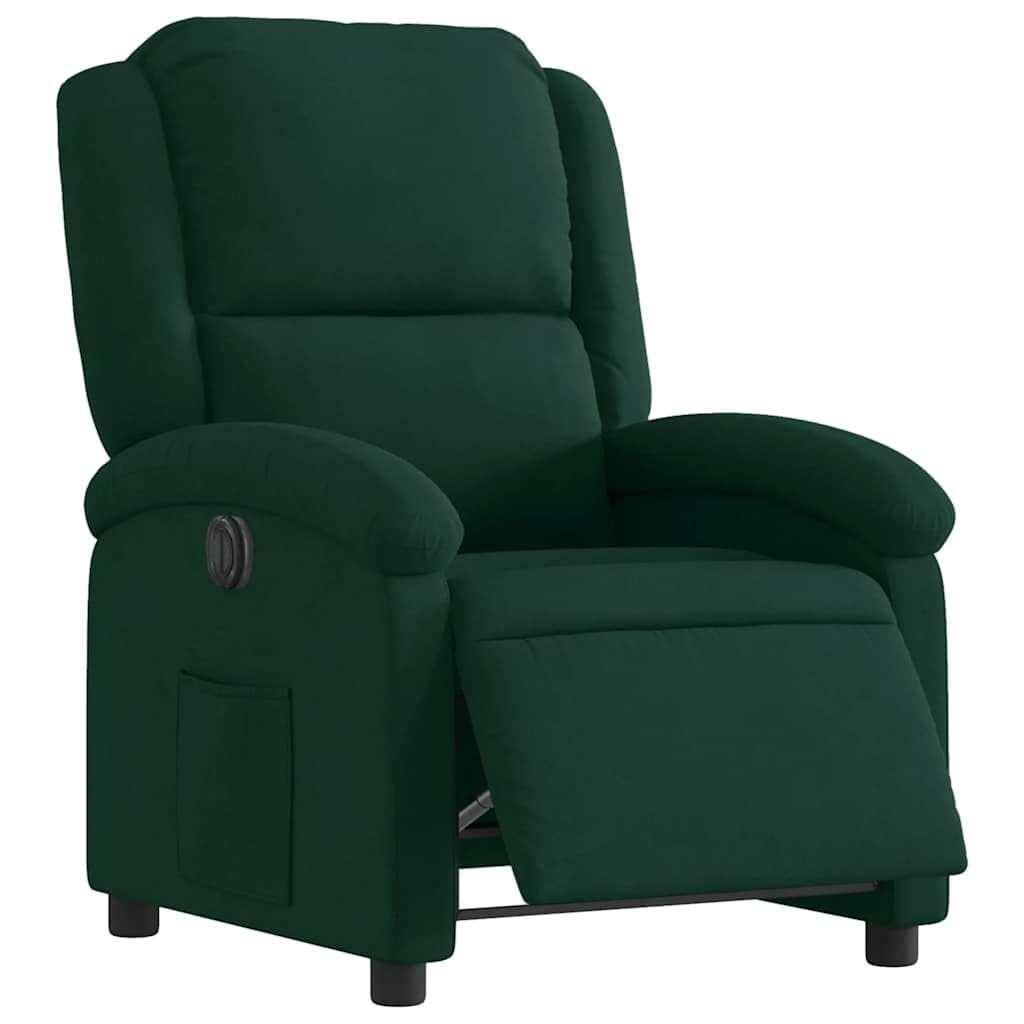 vidaXL Sillón reclinable eléctrico de Terciopelo Verde Oscuro