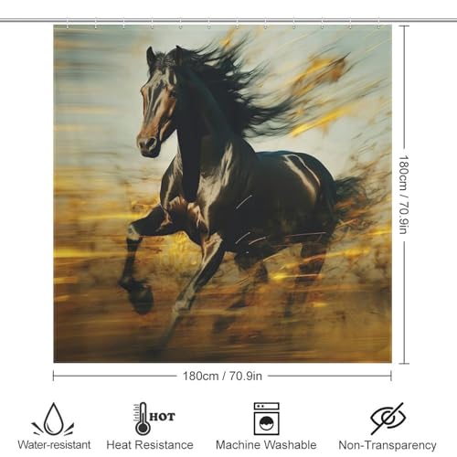 Rideau de douche cheval en tissu anti-éclaboussures lavable 183x183cm - 4