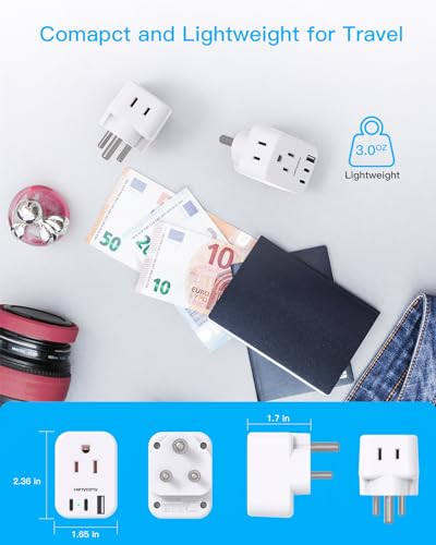 Hanycony HN23TSAD Us To India Plug Adapter, Type D Travel Adapter thumb #3